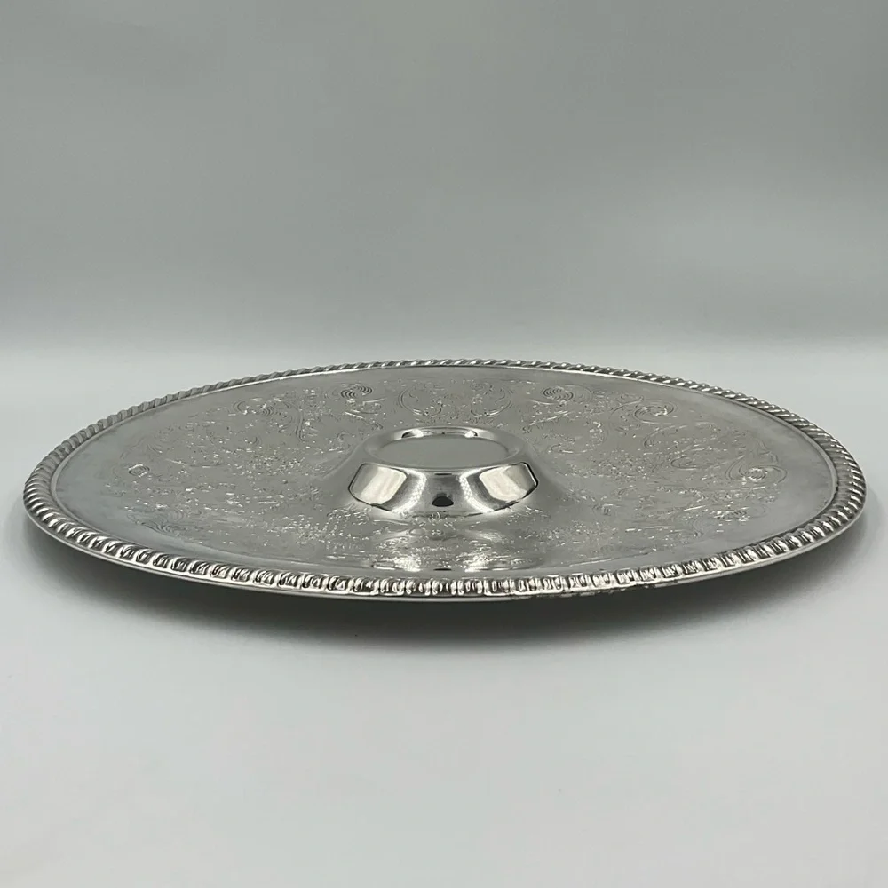 Vintage WM Roger’s Silver-Plate Holloware Round Serving Tray Platter